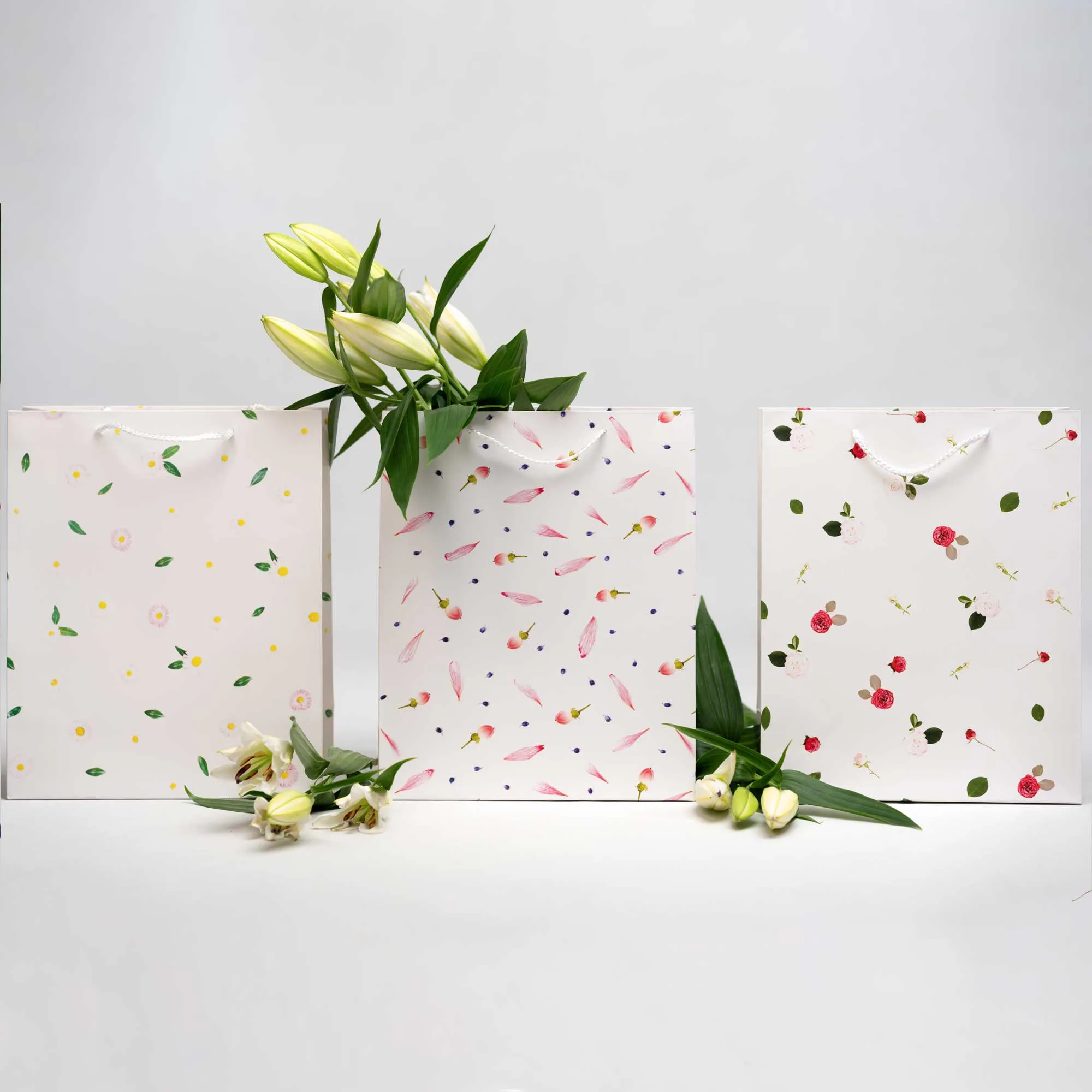 Spring Floral Gift Bags - Set Of 4 (Assorted Colours)