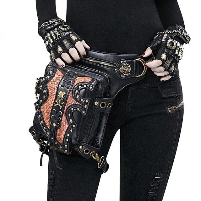 Steampunk Double Color Skull Waist Bag