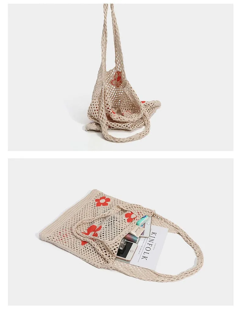 Summer Flower Mesh Tote Shopping Bag