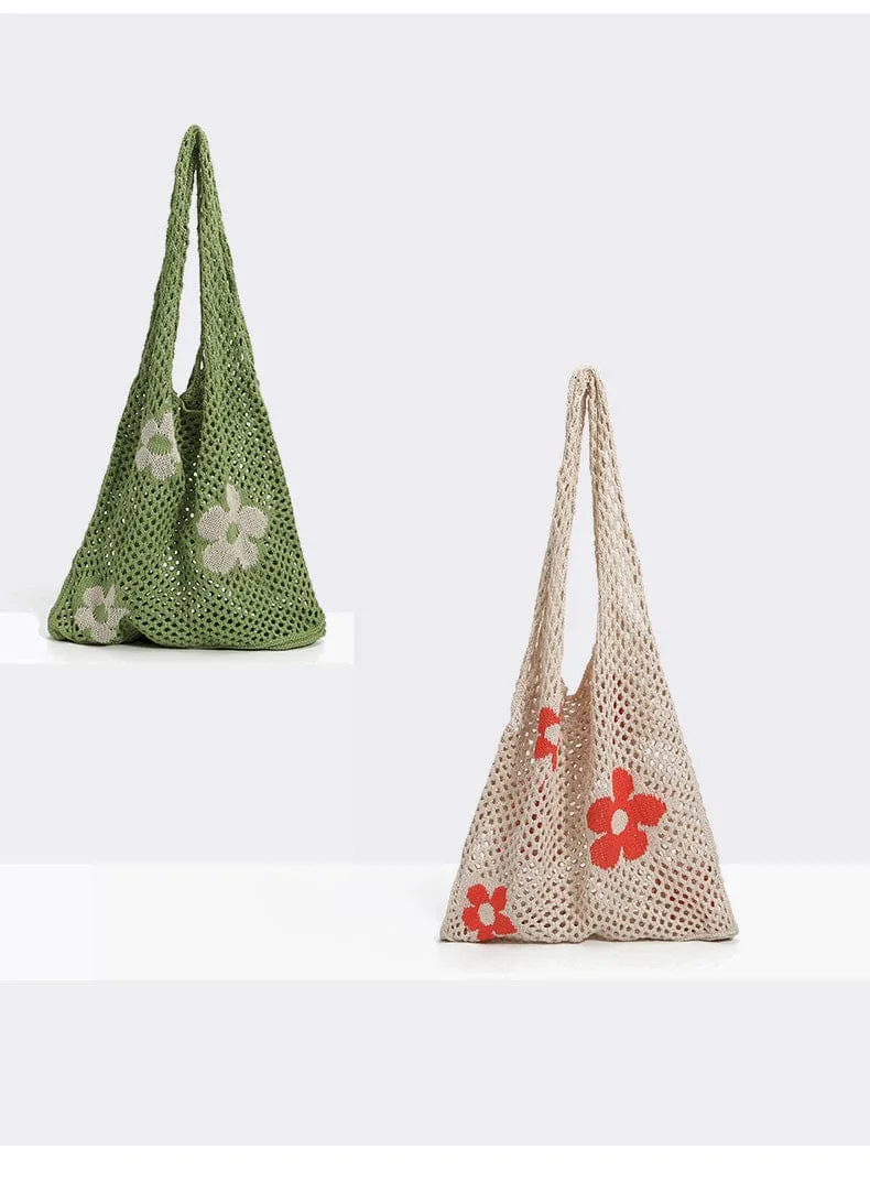 Summer Flower Mesh Tote Shopping Bag