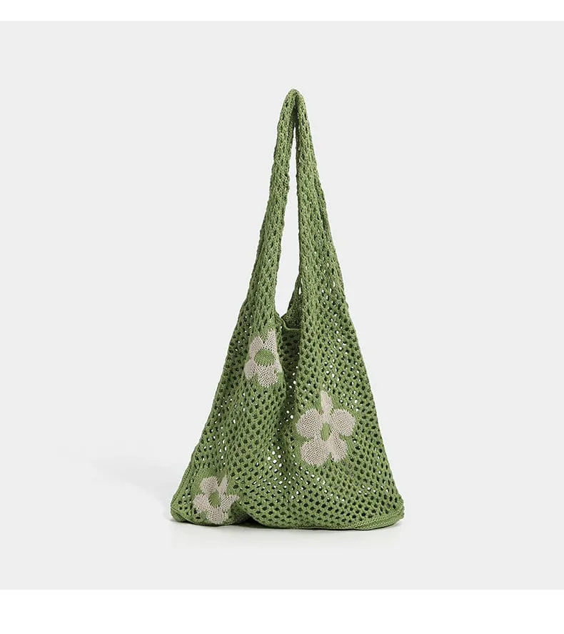 Summer Flower Mesh Tote Shopping Bag