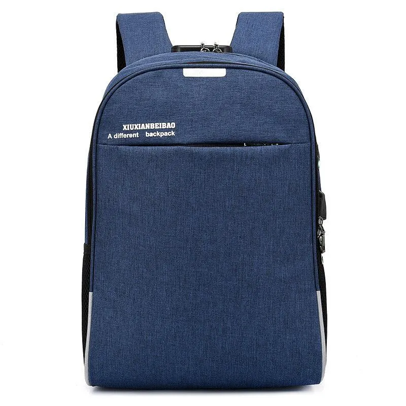 Super Smart Anti-Theft Security Lock BackPack With USB Charging Port-Blue