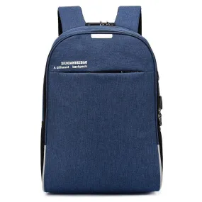 Super Smart Anti-Theft Security Lock BackPack With USB Charging Port-Blue