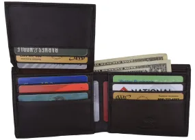 Swiss Marshall Premium Leather Men's Bifold Fixed ID Flap Card Holder Wallet