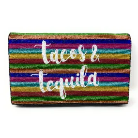 Tacos and Tequila Beaded Clutch Purse