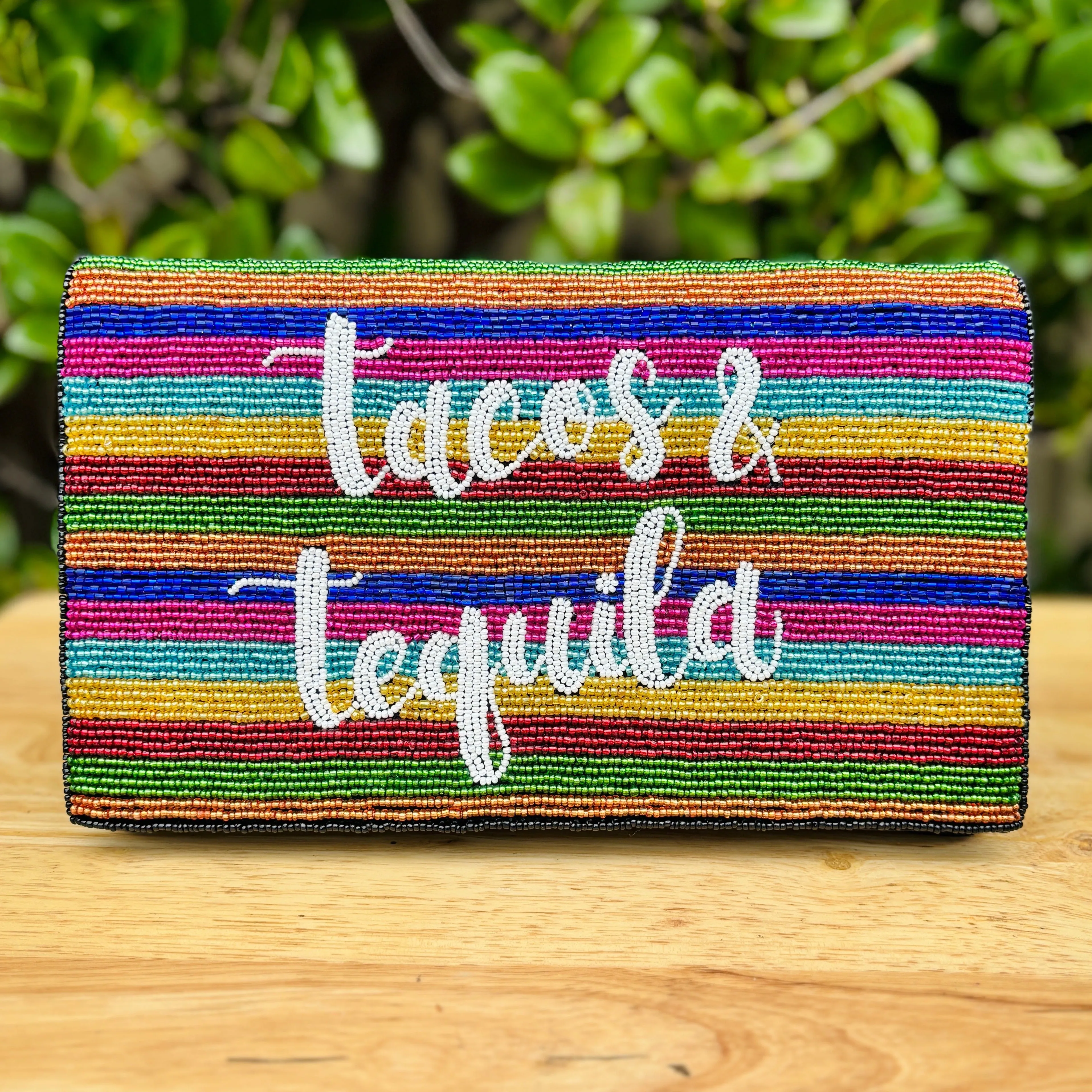 Tacos and Tequila Beaded Clutch Purse