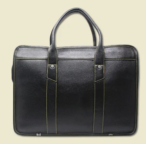 Taha Boxy Genuine Leather Black Laptop Bag