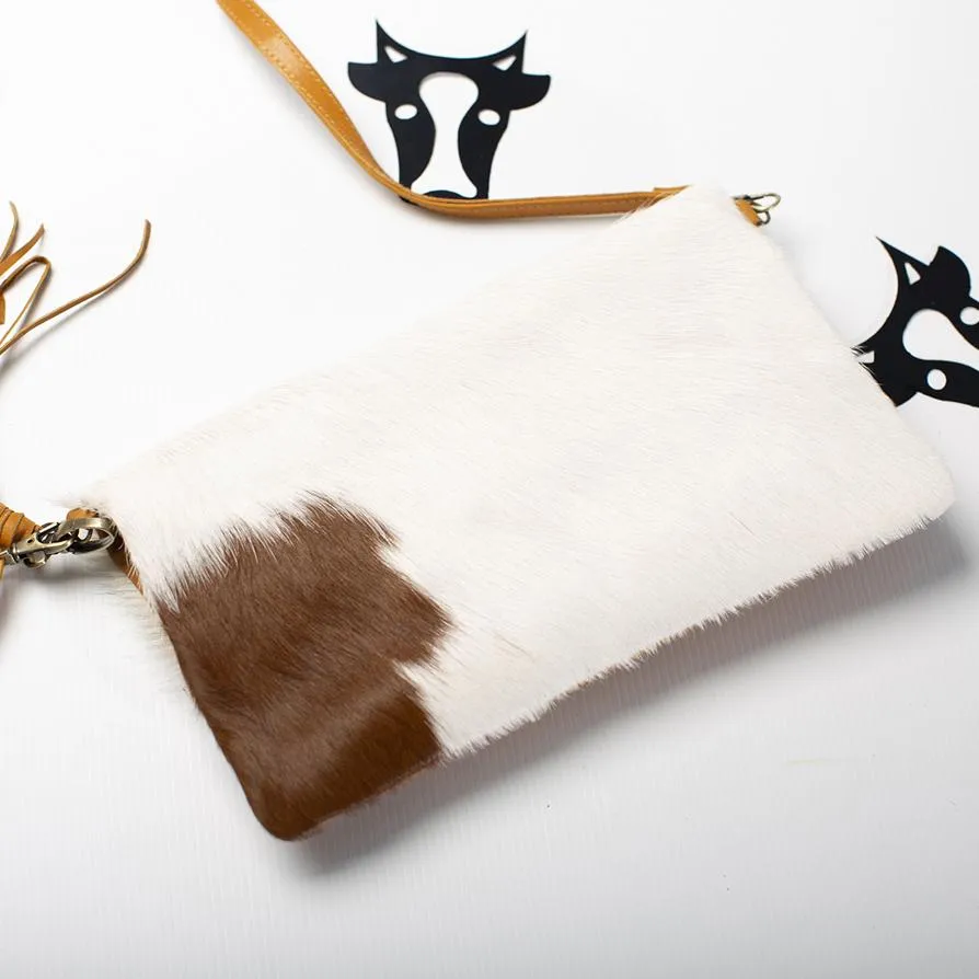 Tan Cow Clutch