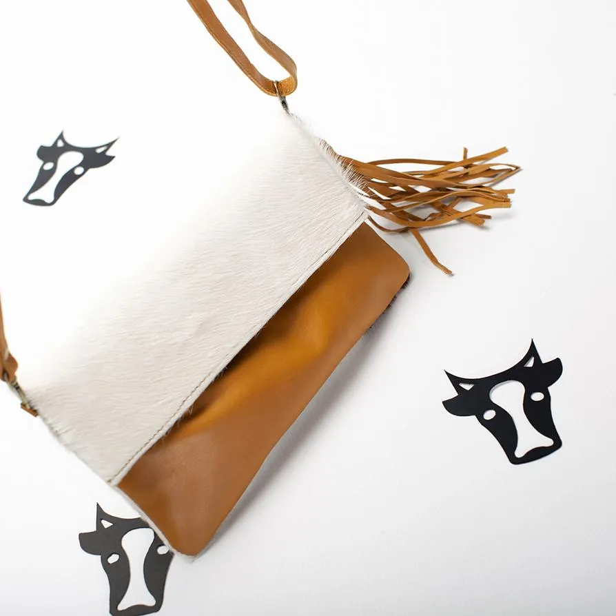 Tan Cow Clutch