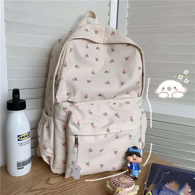 TAVIMART  -  Korean Version of Ins Fengshen Small Fresh Schoolbag Female High School Student Backpack Japanese Floral Soft Girl Backpack