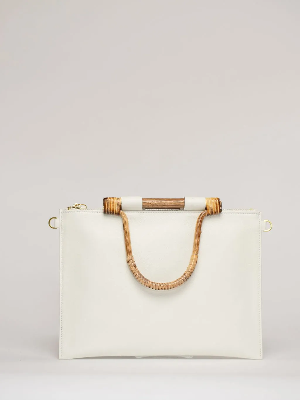 The Bamboo Clutch   Crossbody | White