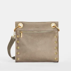 Tony Medium Leather Crossbody Bag - Pewter and Brushed Gold