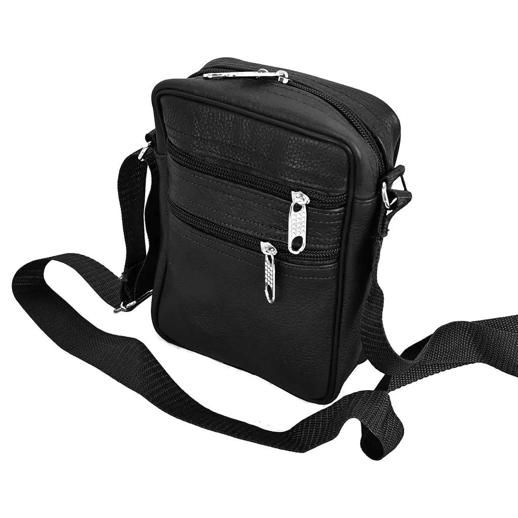 Travel Leather Shoulder Bag Zacki Black