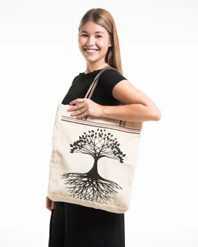 Tree of Life Canvas Everyday Tote Bag in Natural