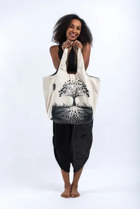 Tree of Life Reversible Cotton Tote Bag in Natural