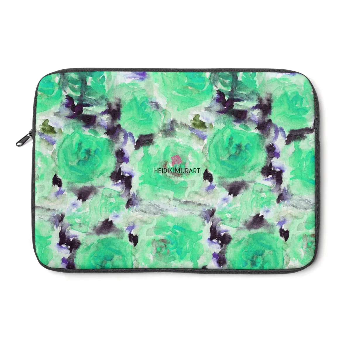 Turquoise Blue Floral Laptop Sleeve Print 12', 13", 14" Laptop Sleeve - Made in the USA