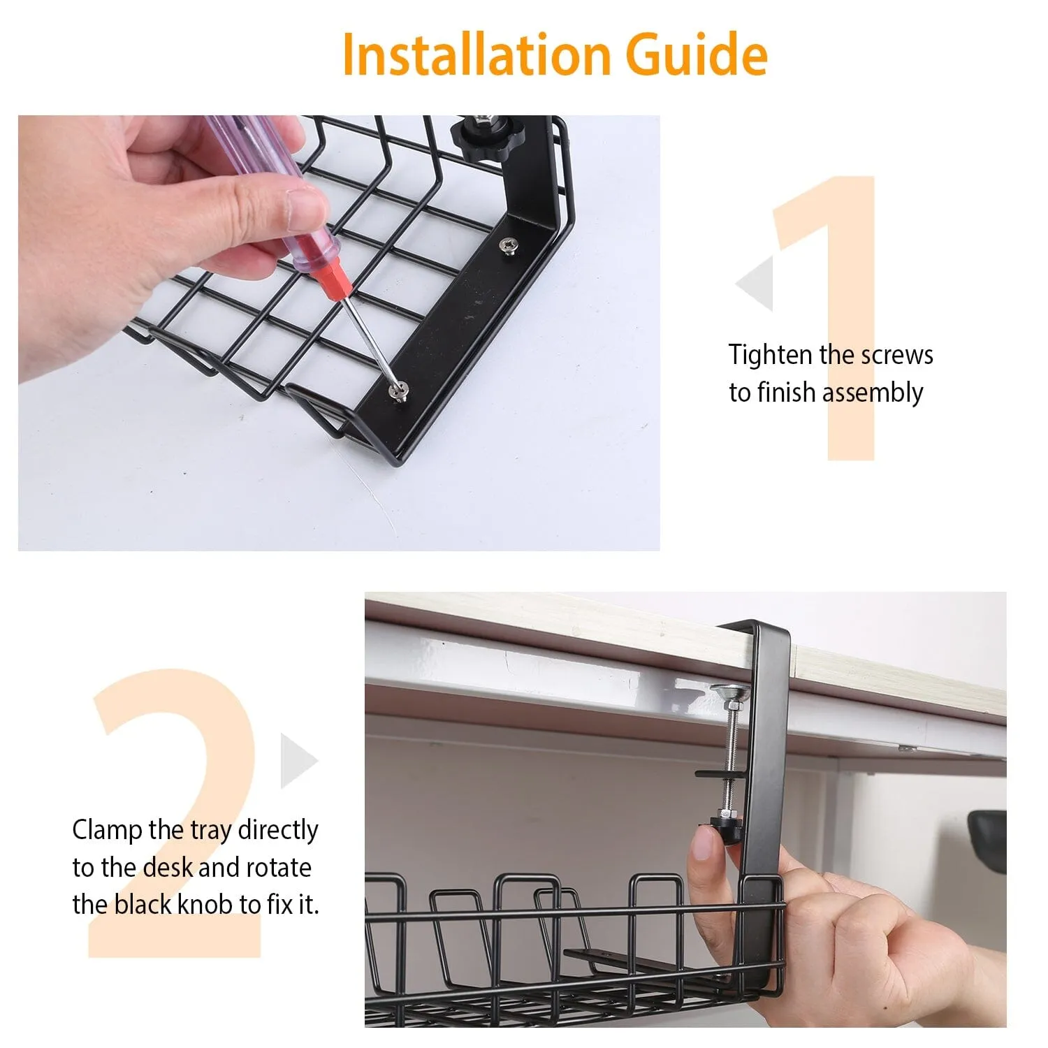 Under Desk Cable Management Tray 15.2in No Drill Desk Cable Cord Organizer