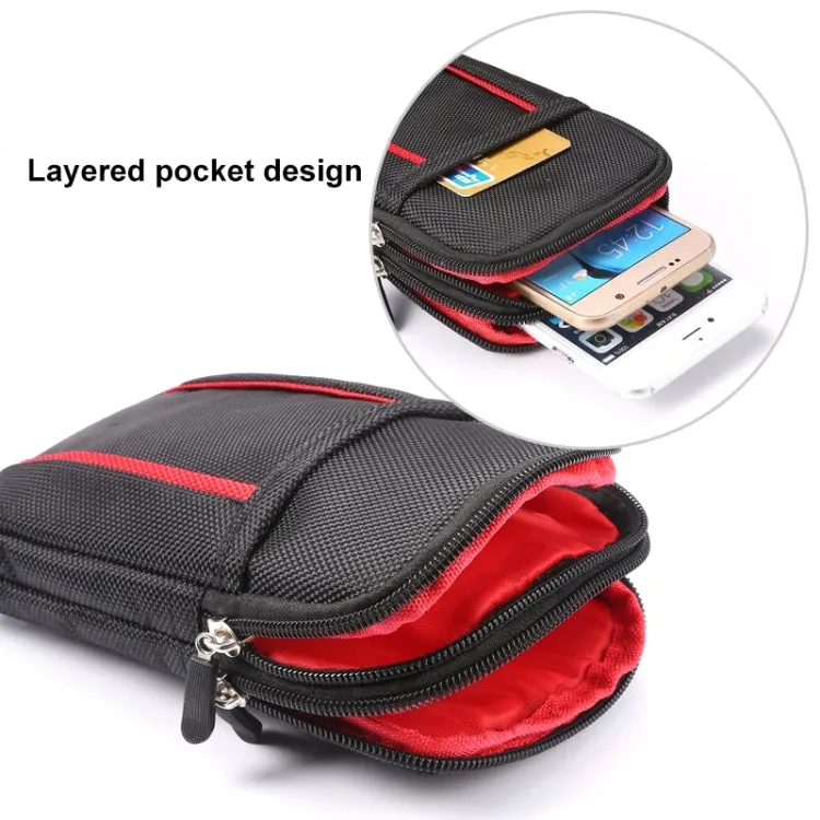 Universal Multifunctional Double Lattice Two-colored Polyester Pearl Material Storage Waist Packs / Waist Bag / Hiking Bag / Camping Bag for 6.3 inch Mobile Phones