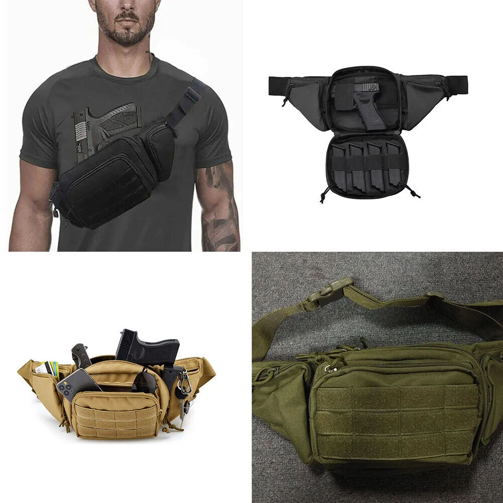 US 1-2 Pc Tactical Pistol Pouch Waist Gun Pack Bag Fanny Packs Concealed Carry