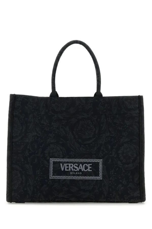 VERSACE | Embroidered fabric big Athena shopping bag