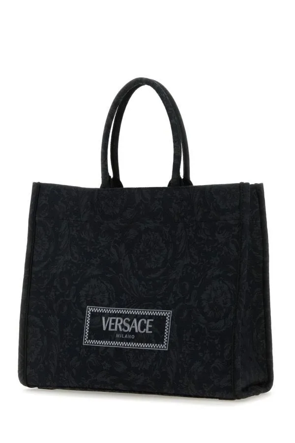 VERSACE | Embroidered fabric big Athena shopping bag