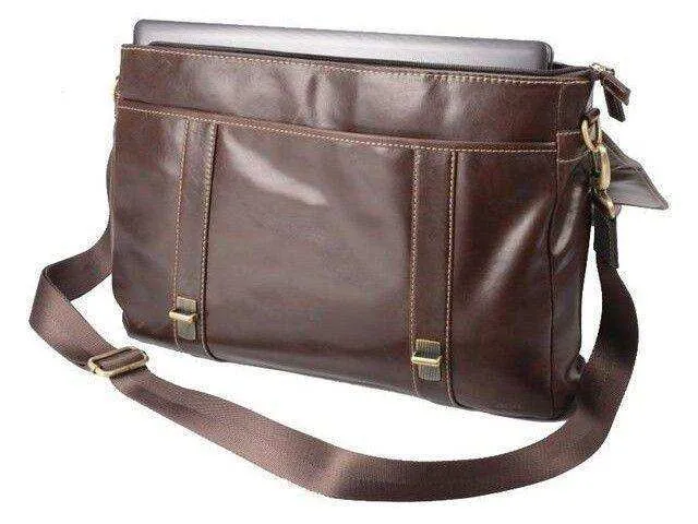 Vibro Genuine Leather Laptop Satchel Bag - 15.4 Inch - Brown