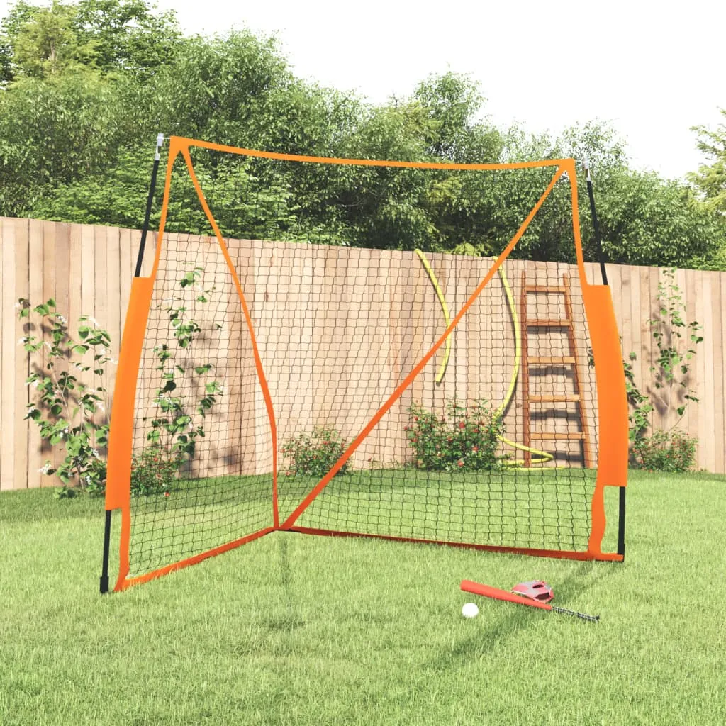 vidaXL Portable Baseball Net Orange&Black 183x182x183cm Steel&Polyester