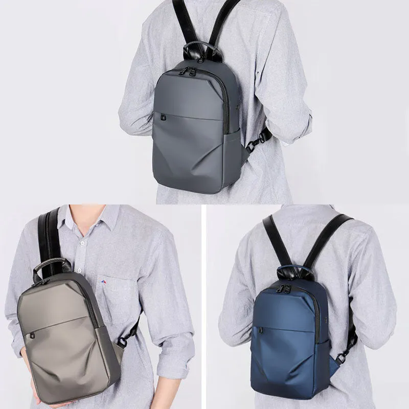 Waterproof Business Casual Solid With Earphone Hole Backpack Crossbody Bag Chest Bag For Male