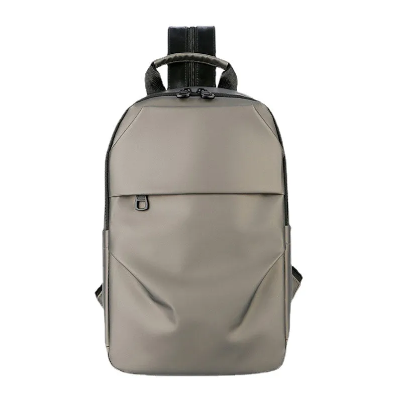 Waterproof Business Casual Solid With Earphone Hole Backpack Crossbody Bag Chest Bag For Male