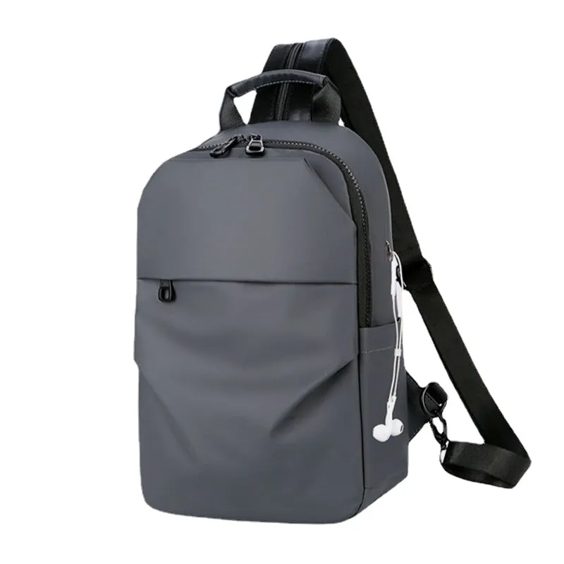 Waterproof Business Casual Solid With Earphone Hole Backpack Crossbody Bag Chest Bag For Male