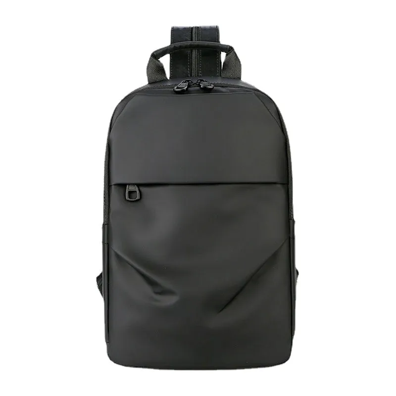 Waterproof Business Casual Solid With Earphone Hole Backpack Crossbody Bag Chest Bag For Male