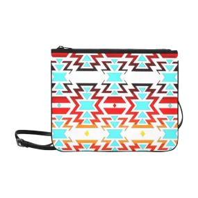 White Fire and Sky Slim Clutch Bag