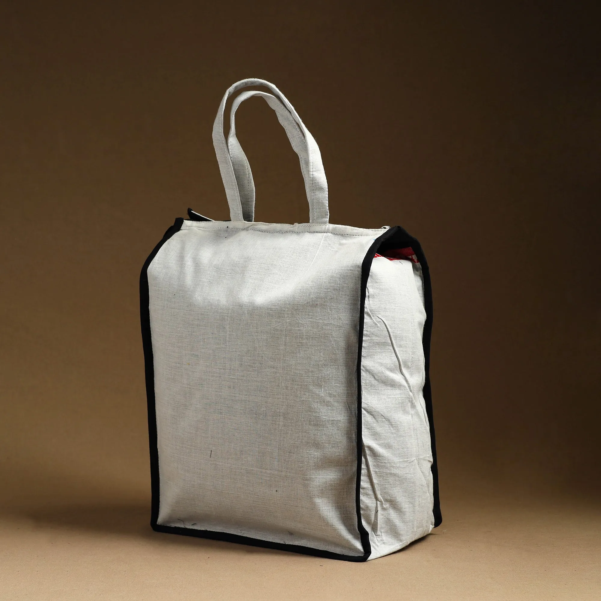 White - Handcrafted Cotton Shopping Hand Bag 18