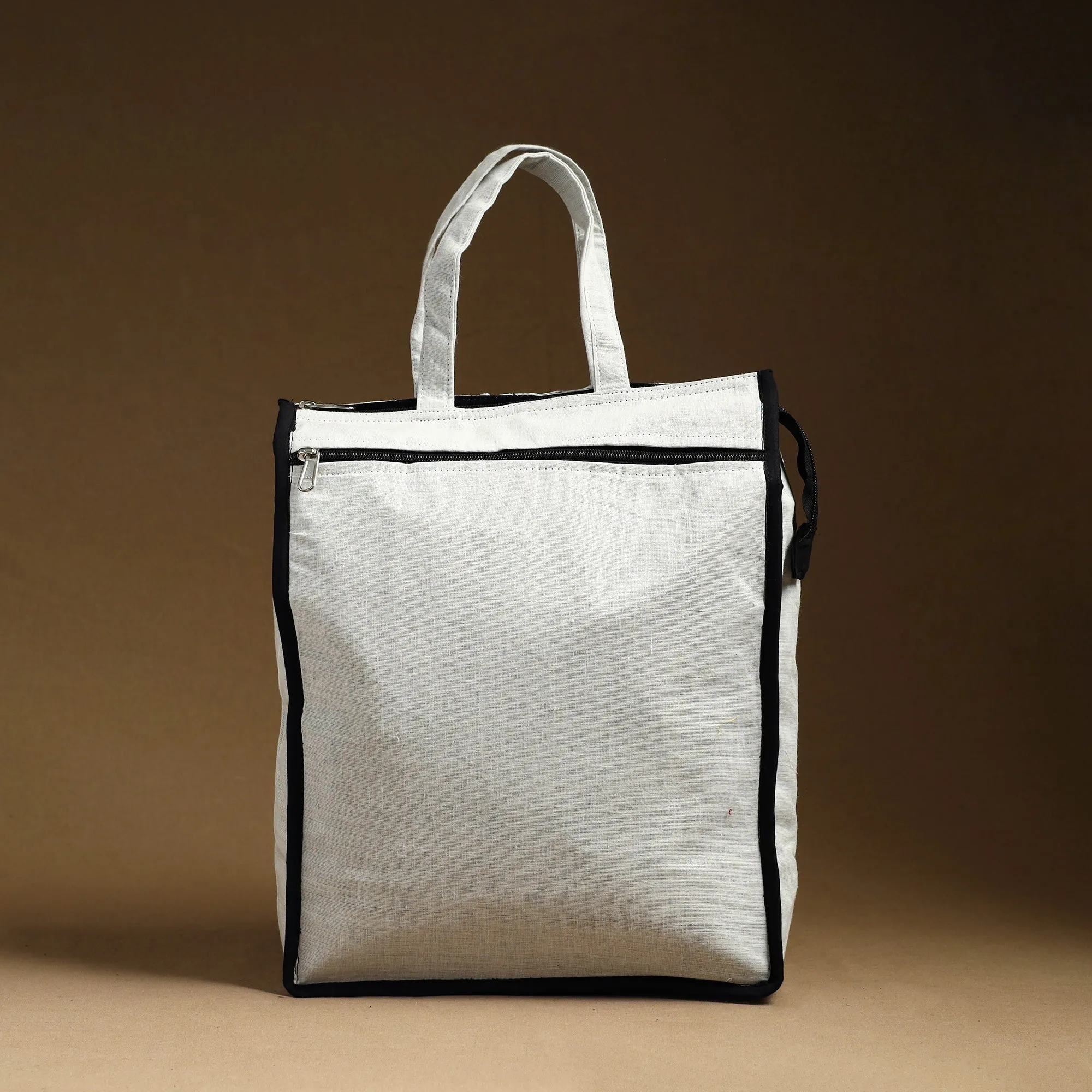 White - Handcrafted Cotton Shopping Hand Bag 18