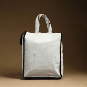 White - Handcrafted Cotton Shopping Hand Bag 18