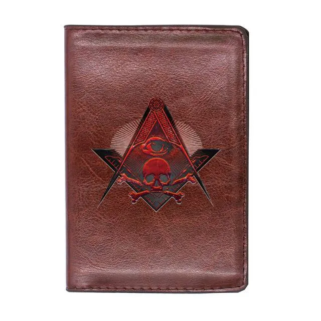 Widows Sons Wallet - Skull and Bones PU Leather Passport & Credit Card Holder (Black/Brown)