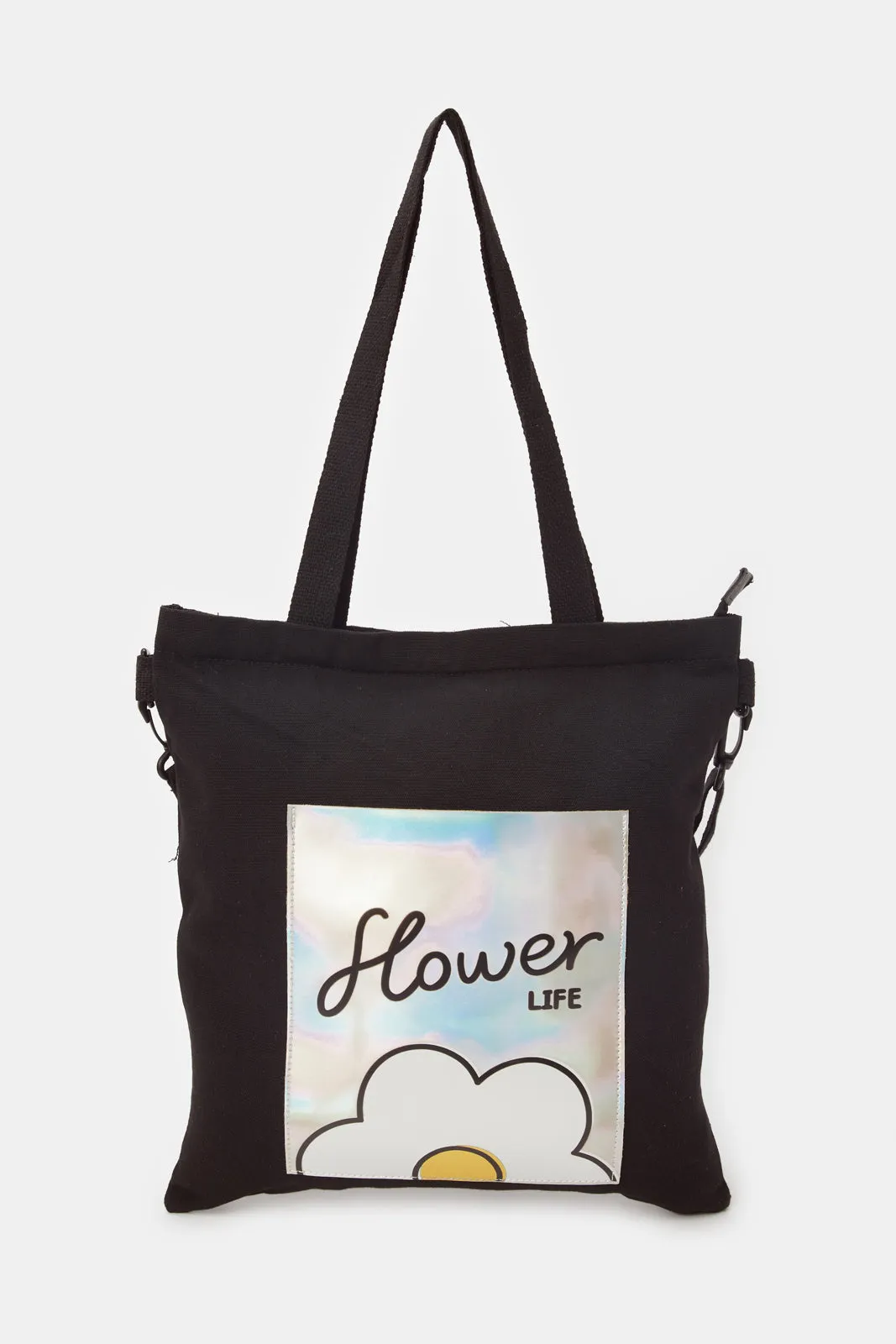 Women Black Floral Printed Shopper