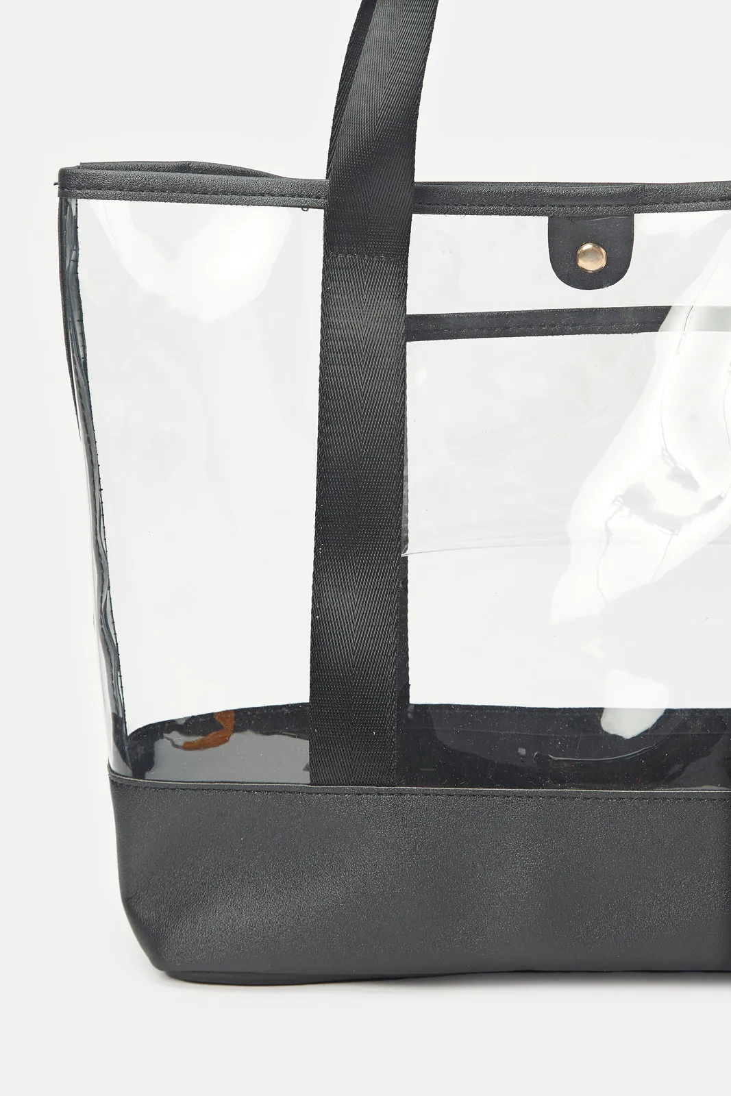 Women Black Shopper With Handles