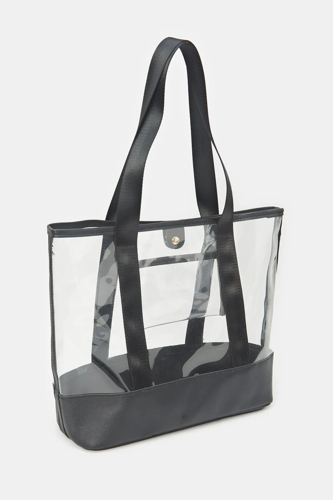 Women Black Shopper With Handles