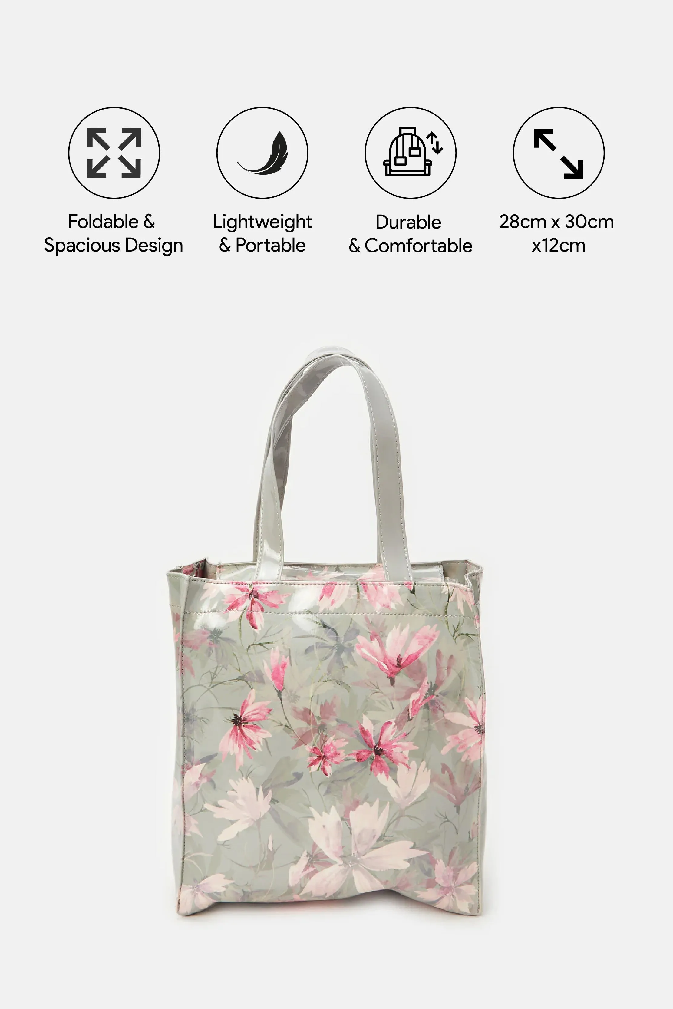 Women Grey Printed Shopping Bag