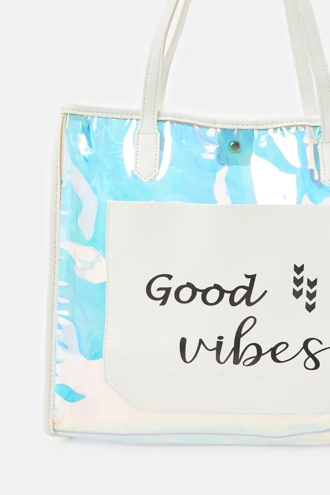 Women Grey Printed Transparent Shopper