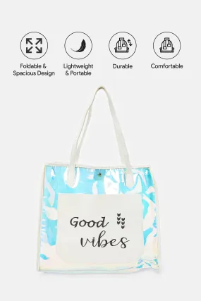 Women Grey Printed Transparent Shopper