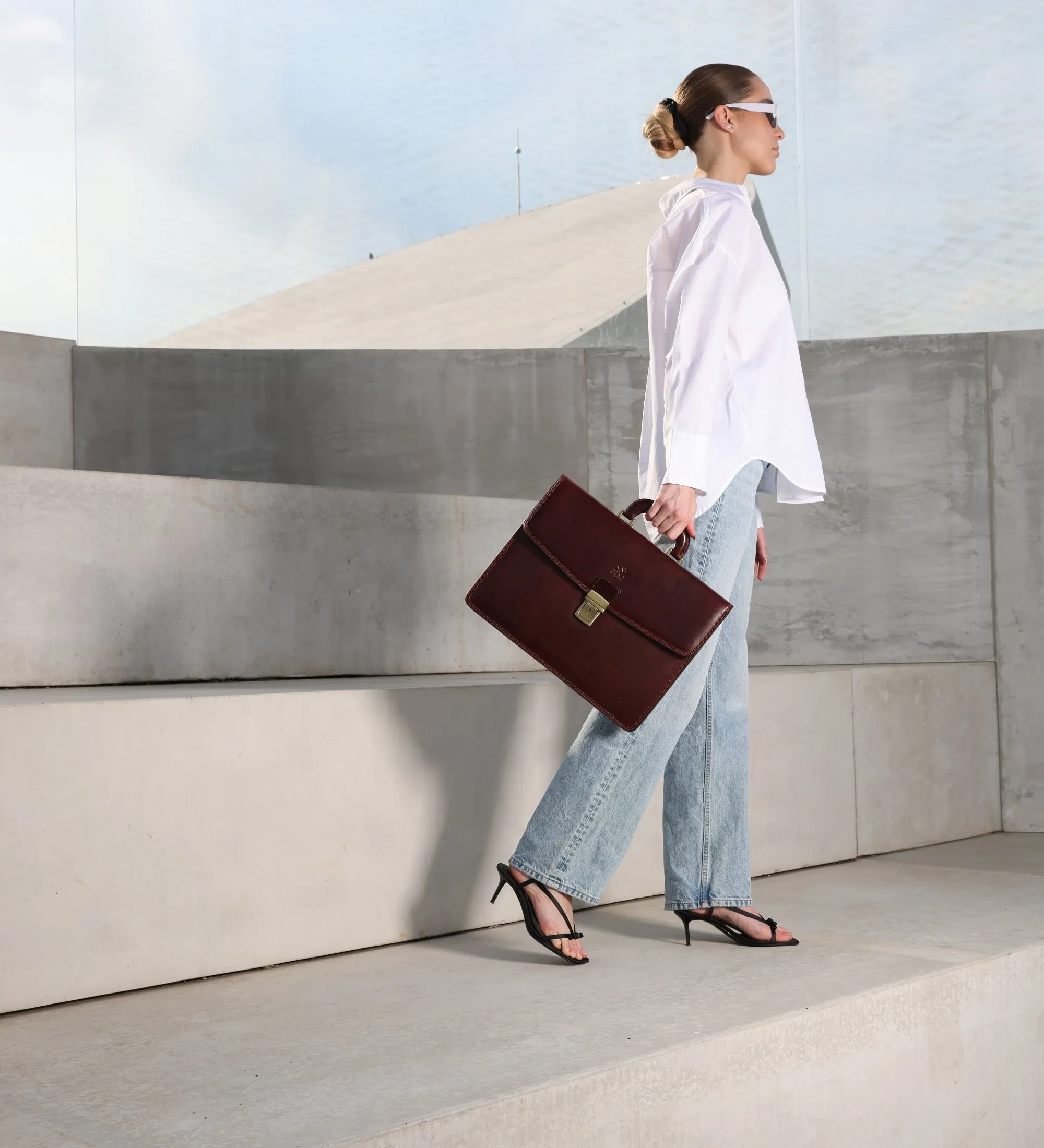 Womens Leather Briefcase - The Sound of the Mountain