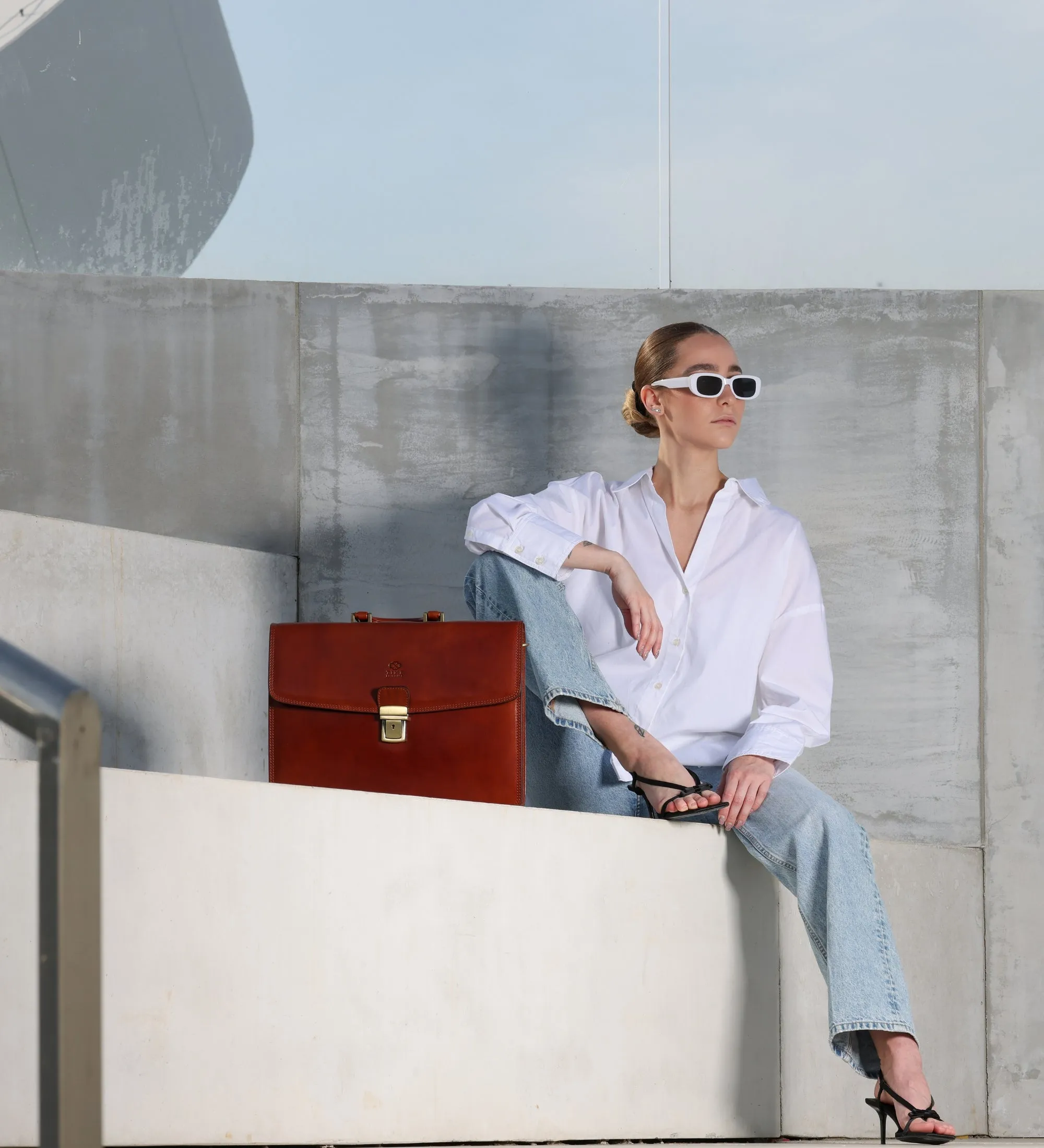 Womens Leather Briefcase - The Sound of the Mountain