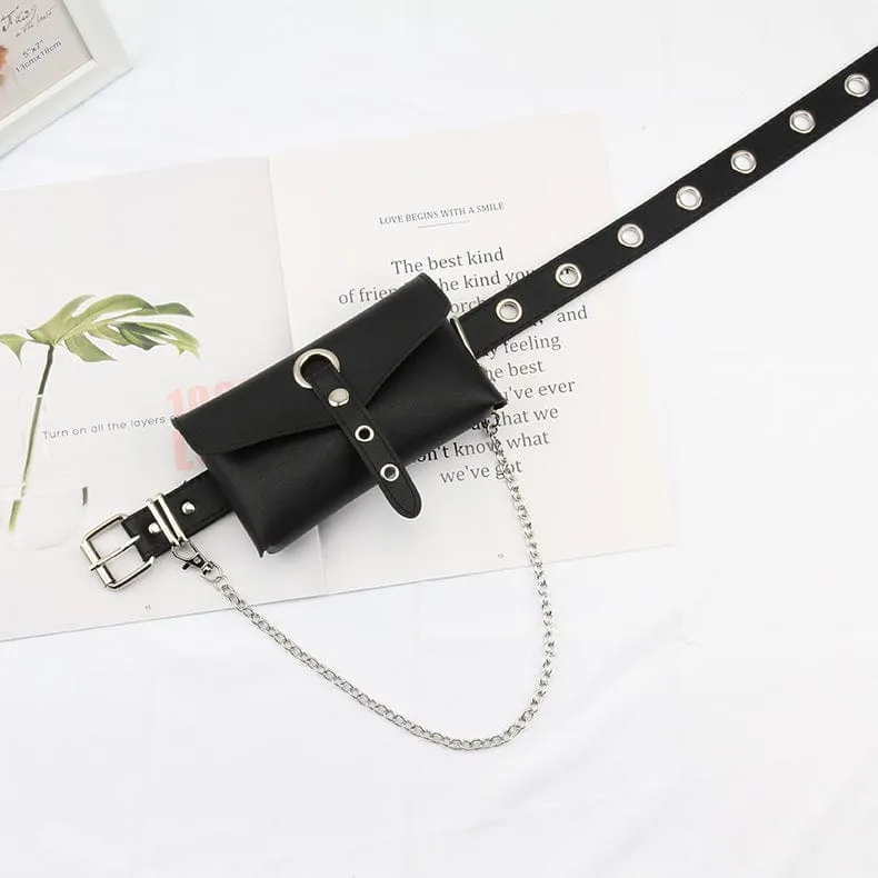 Women's Punk Chain Belt Bag for Women Crossbody Waist Bag