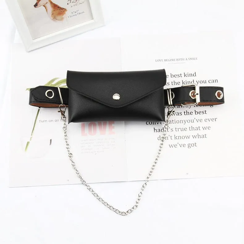 Women's Punk Chain Belt Bag for Women Crossbody Waist Bag