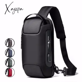 Xajzpa - Men Oxford Sling Backpack Rucksack Knapsack Bags with USB Charge Port Anti-theft Travel Male Motorcycle Messenger Chest Pack Bag