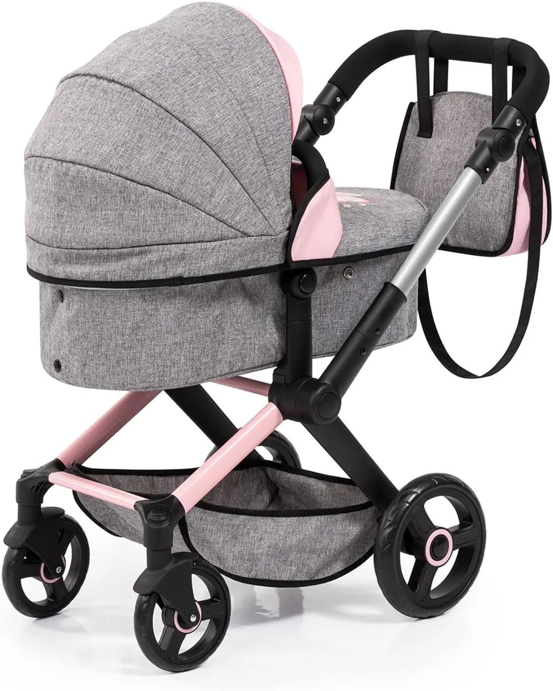 Xeo-Combi Dolls Pram - Grey and Pink