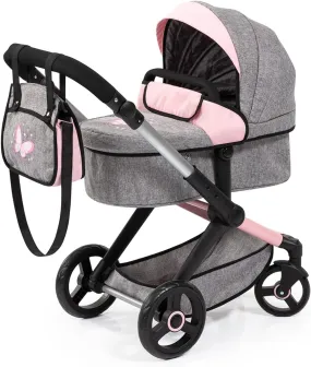 Xeo-Combi Dolls Pram - Grey and Pink