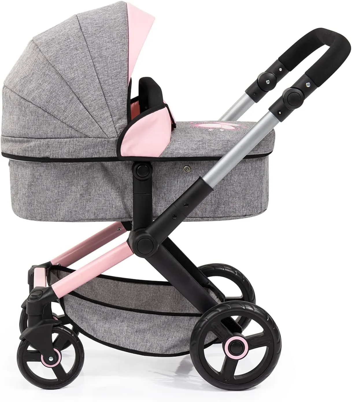 Xeo-Combi Dolls Pram - Grey and Pink